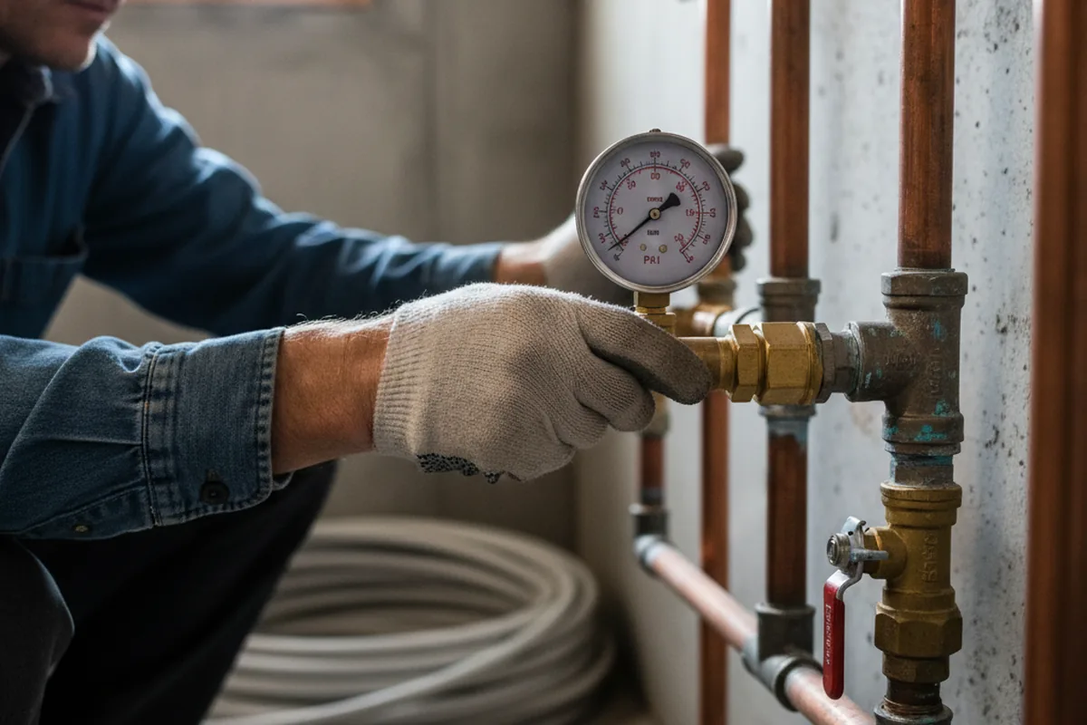 Pressure testing a repaired line during Water Line Repair in Seguin